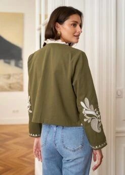 Veste Oriane -Motusboutique Soldes motusboutique veste oriane kaki ecru 5