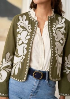 Veste Oriane -Motusboutique Soldes motusboutique veste oriane kaki ecru 9